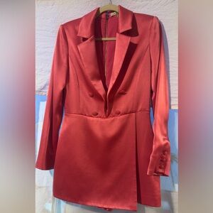 Alice + Olivia Mayra Notch Collar Tuxedo Skort Romper